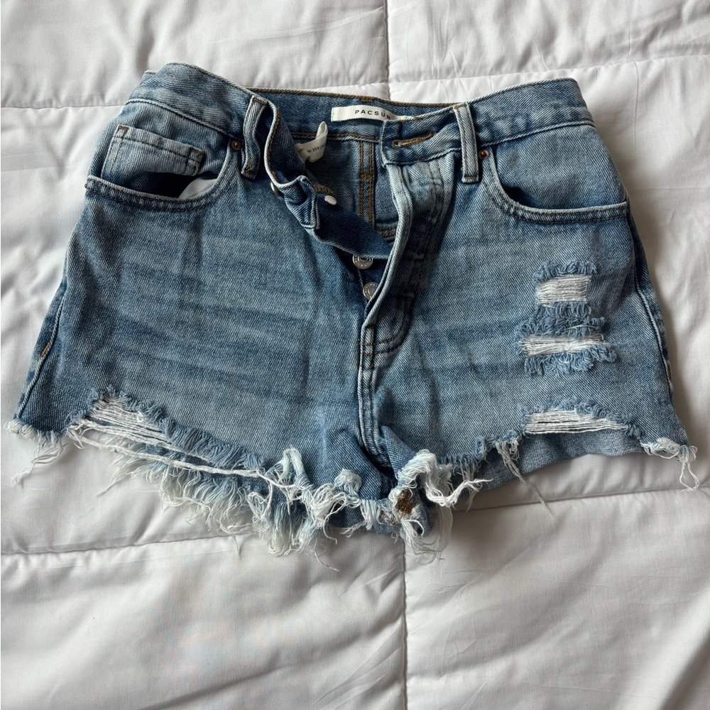 PacSun Light Blue Ripped Jean Shorts